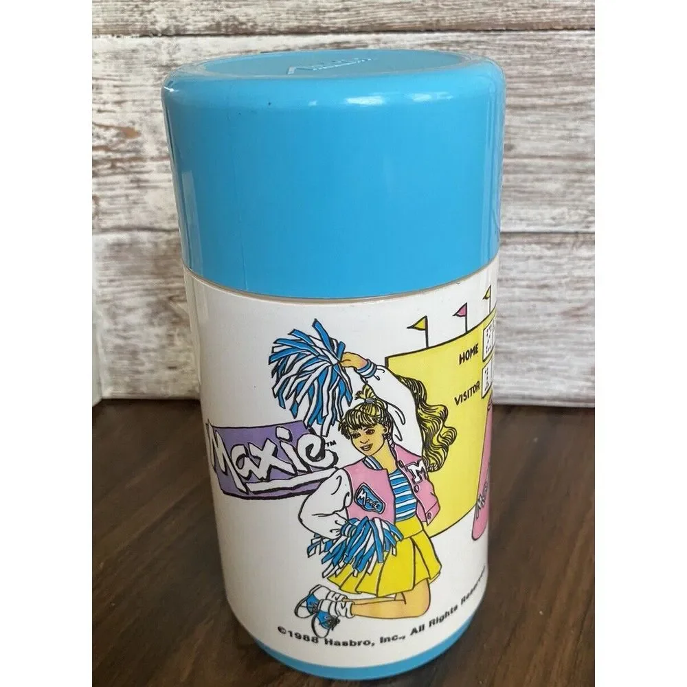 Vintage Maxie Cheerleader Thermos w/ Lid and Cup 1988 Aladdin‎ Fashion Doll Blue